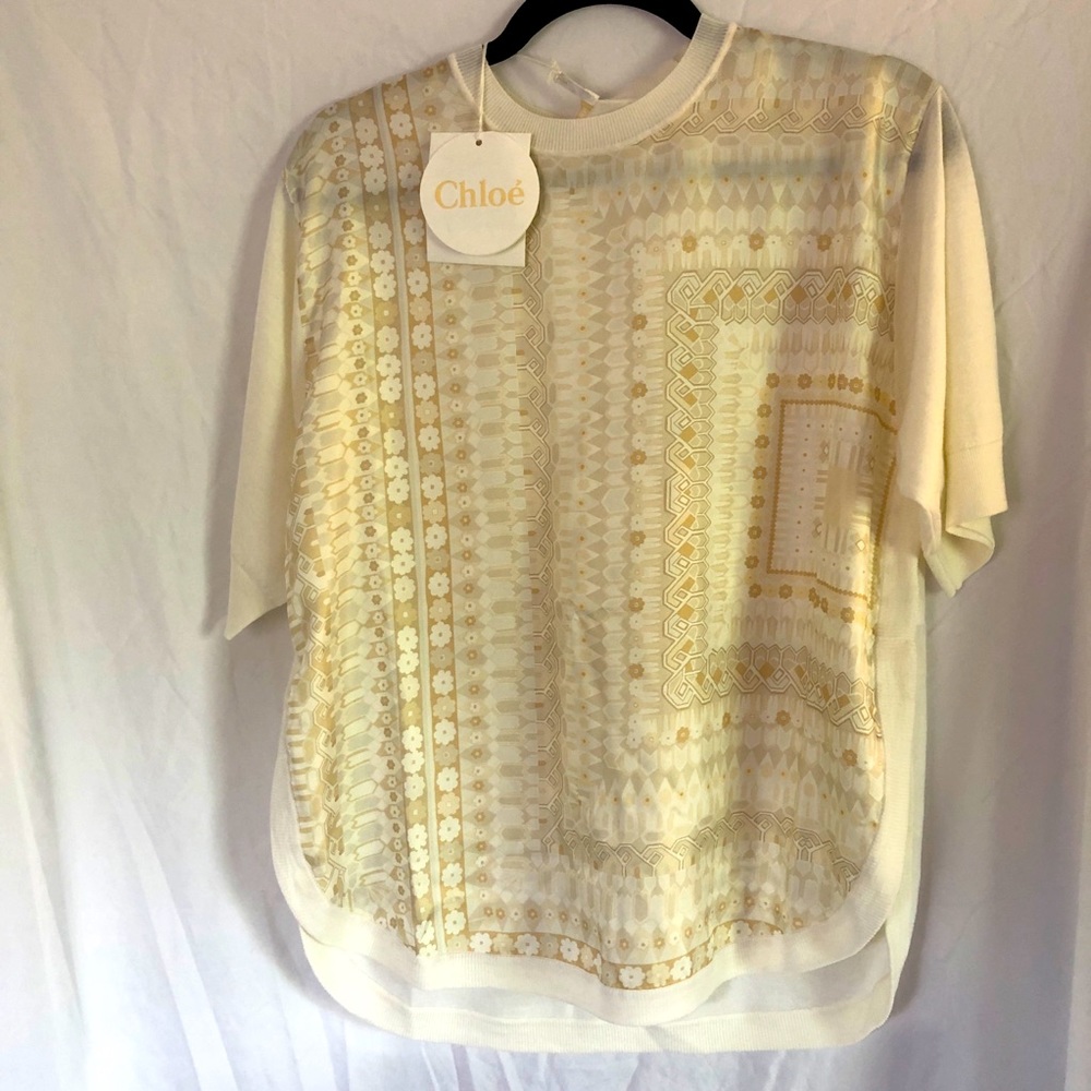 Chloé Moasic Twill & Wool Shirt, Iconic Milk